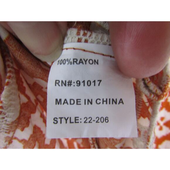 Anthropologie Solitaire Orange Embroidery Top sz L Whimsical Scalloped Fair Boho - Picture 5 of 8